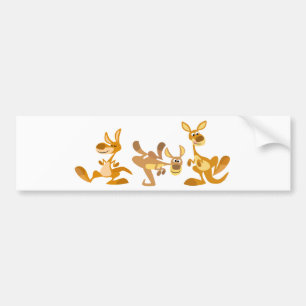 Cute Trio of Cartoon Kangaroos Bumper Sticker