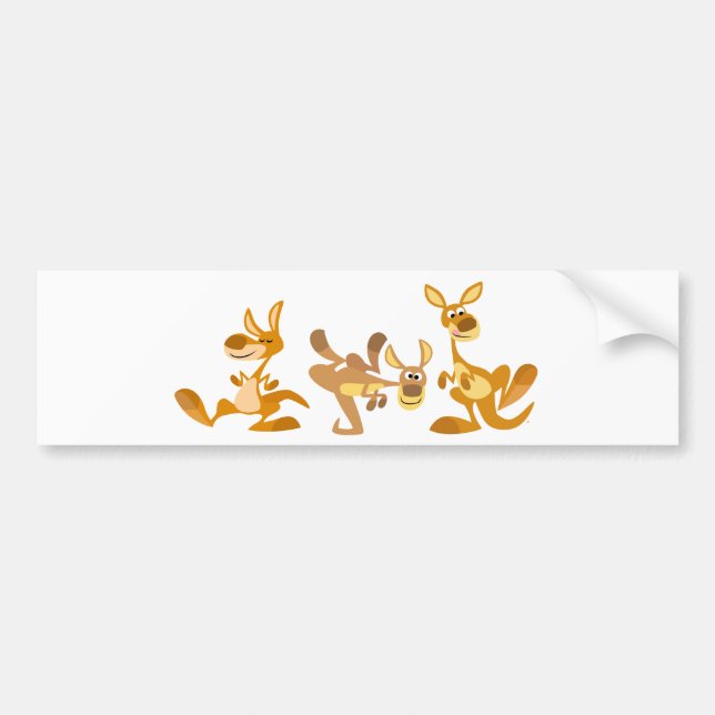 Cute Trio of Cartoon Kangaroos Bumper Sticker (Front)