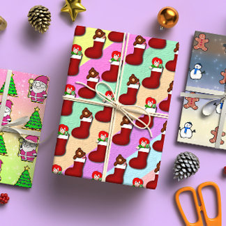 Cute Triple Delight Christmas Wrapping Paper Sheet