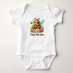 Cute Triple love bee Baby Bodysuit