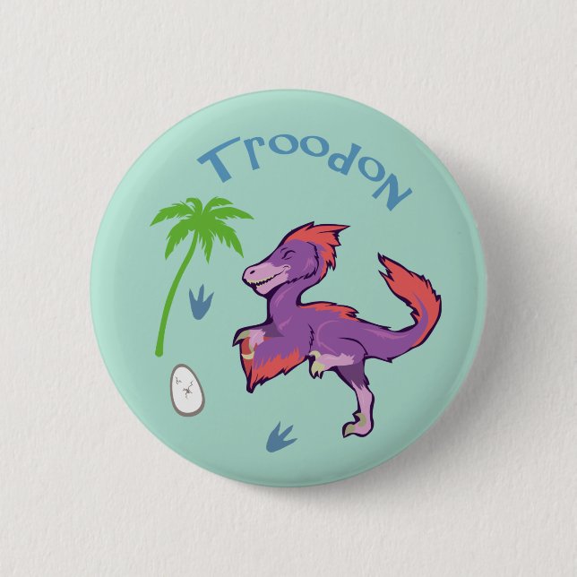 Cute Troodon 6 Cm Round Badge (Front)