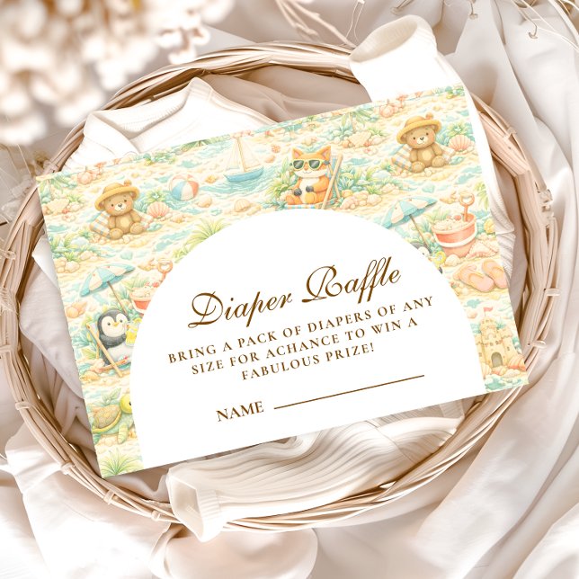 Cute Tropical Animal Party Diapper Raffle Enclosure Card (Creator Uploaded)