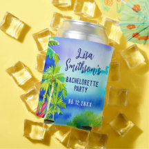 Cute Tropical Beach Watercolor Custom Bachelorette