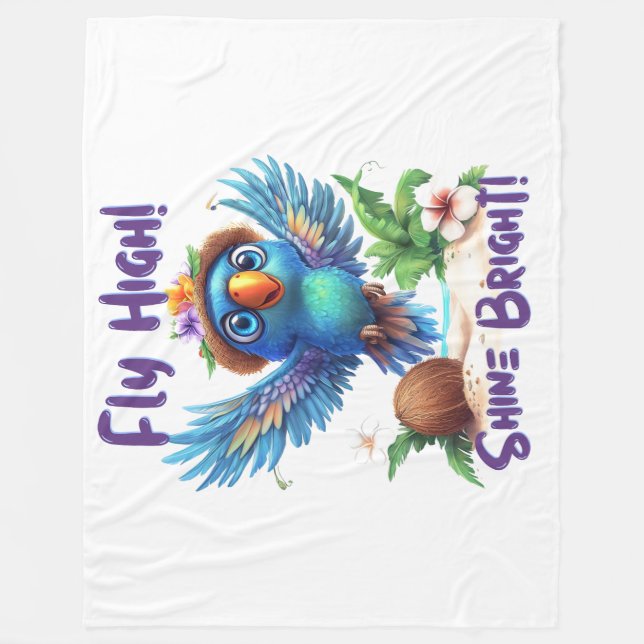 Cute Tropical Bird Fleece Blanket (Front)