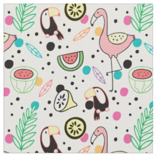 Cute Tropical Birds Fabric
