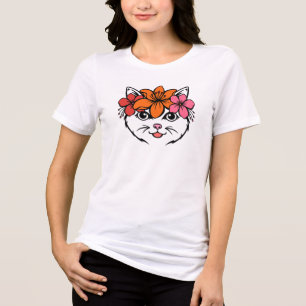 Cute Tropical Cat Tri-Blend Shirt