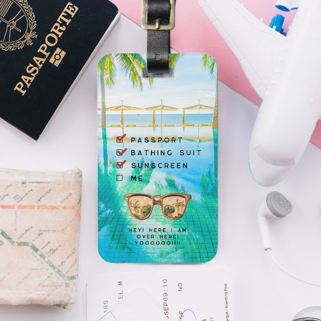 Cute Tropical Destination Checklist Luggage Tag (Creator Uploaded)