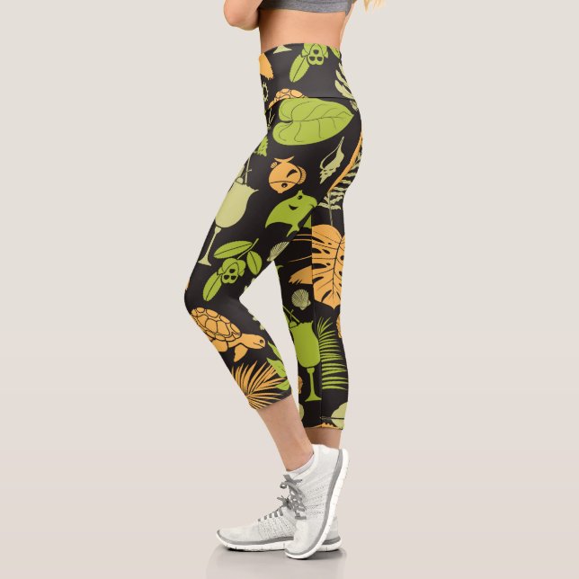 Cute Tropical Elements Capri Leggings (Left)