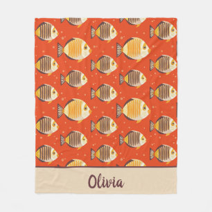 Cute Tropical Fish Pattern Fleece Blanket