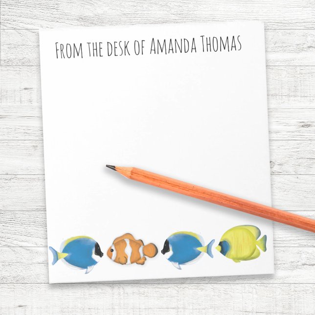 Cute Tropical Fish Personalised Notepad (Tropical Fish Personalized Notebook.)