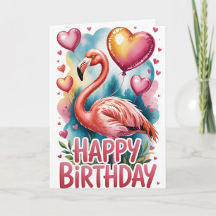 Cute Tropical Flamingo Birthday Card