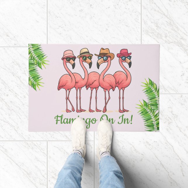 Cute Tropical Flamingo Doormat (Indoor)