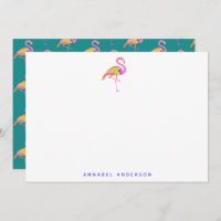 Cute Tropical Flamingo Green Purple Personalised
