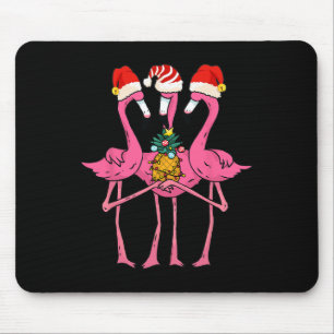Cute Tropical Flamingos And Pineapple Christmas In Mouse Pad