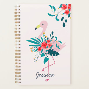 Cute Tropical Floral Flamingo Personalised Planner