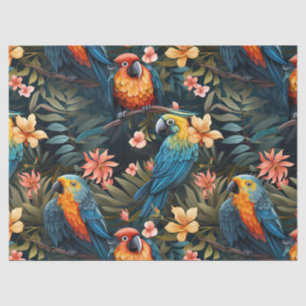 Cute Tropical Floral Jungle Birds Decoupage  Tissue Paper