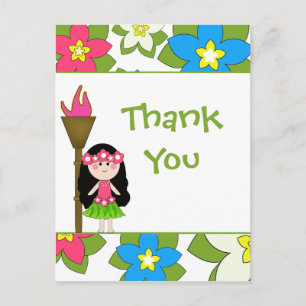 Cute tropical hula girls thank you postcard