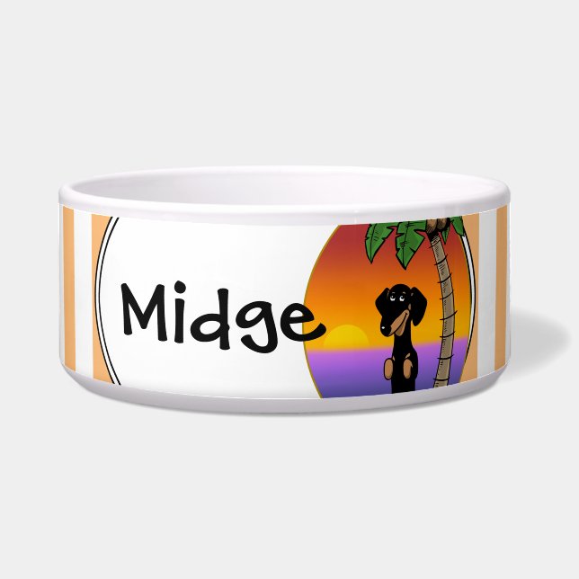 Cute Tropical Island Beach Dachshund (black & tan) (Front)