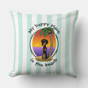 Cute Tropical Island Beach Dachshund (black & tan) Cushion