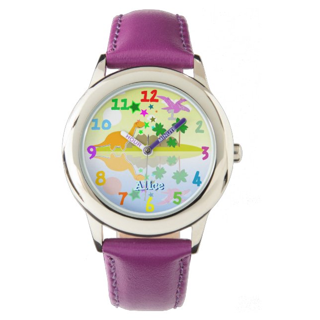 Cute Tropical Island Dinosaurs Watch (Front)