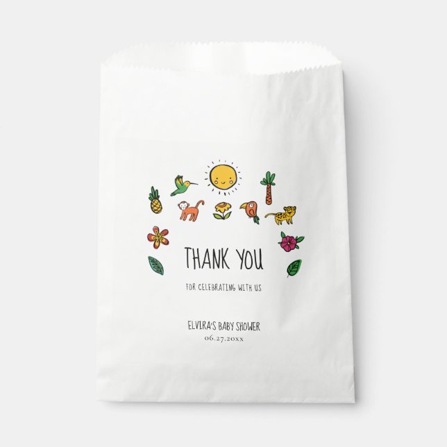 Cute tropical jungle Baby shower Favour Bag (Front)