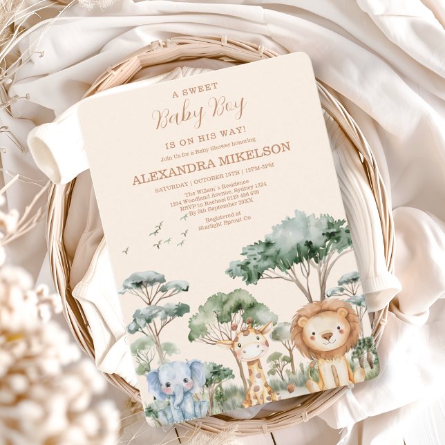 Cute Tropical Jungle Safari Animals Baby Shower Invitation (Creator Uploaded)