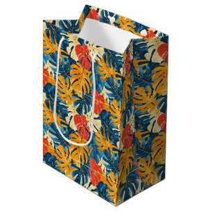 Cute tropical leaf beach pattern  medium gift bag