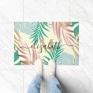 Cute Tropical Leaves Doormat