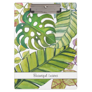 Cute Tropical Leaves In Watercolor Clipboard