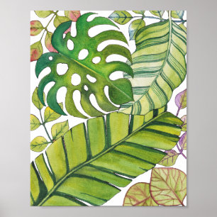 Cute Tropical Leaves In Watercolor Poster