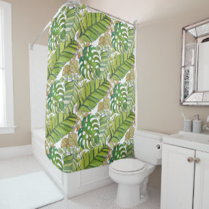 Cute Tropical Leaves In Watercolor Shower Curtain