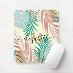 Cute Tropical Leaves Mouse Pad