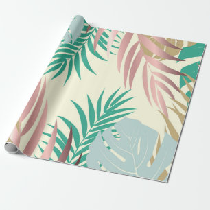 Cute Tropical Leaves Wrapping Paper