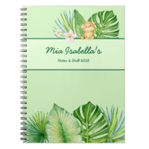 Cute Tropical Leopard Notebook - Customisable