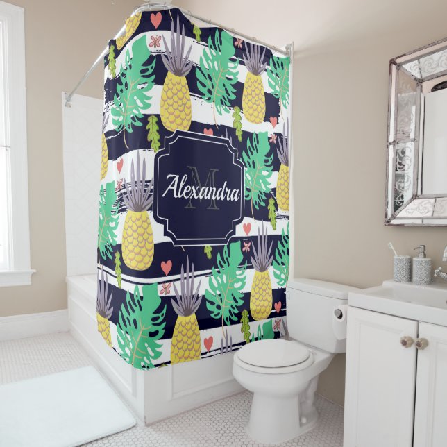Cute Tropical Pattern Shower Curtain (In Situ)