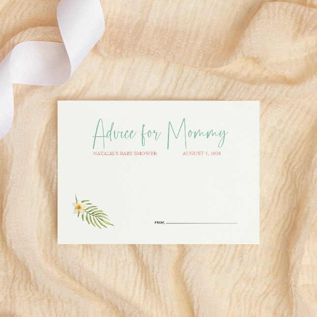 Cute Tropical Penguin Pink Baby Shower Advice Card (Creator Uploaded)
