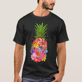 Cute Tropical Pineapple Flowers Aloha Hawaii Gift  T-Shirt