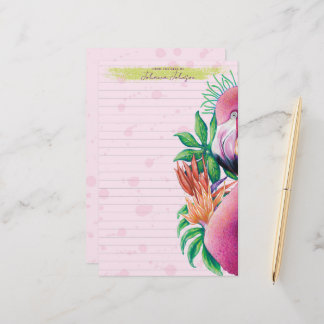 Cute Tropical Pink Flamingo Stationery Paper