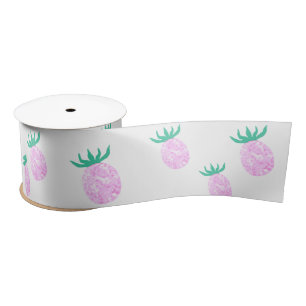 Cute Tropical Pink Pineapple Pattern Satin Ribbon