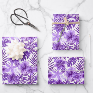 Cute Tropical purple leaf pattern party Wrapping Paper Sheet