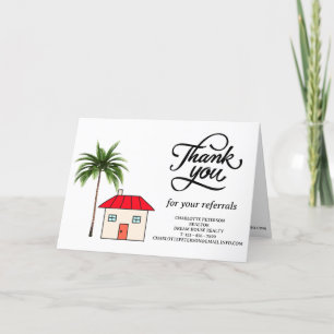 Cute Tropical Referral Real Estate Thank You Card