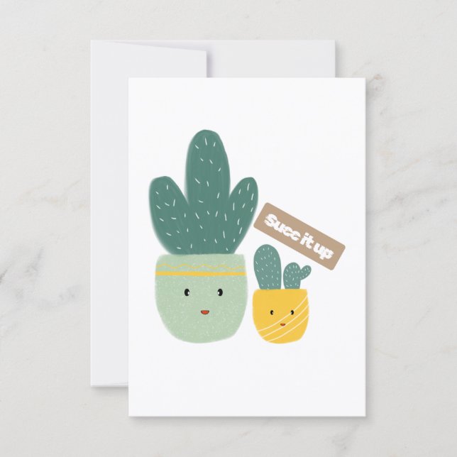 Cute Tropical Succulent Houseplant Smile Card (Front)