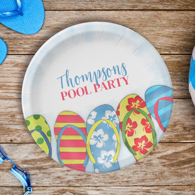 Cute Tropical Summer Flip Flops Pool Party Fun Paper Plate (Creator Uploaded)