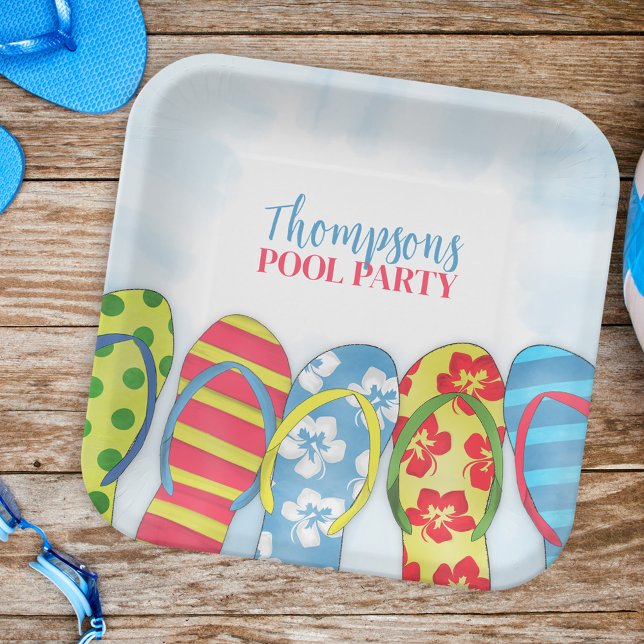 Cute Tropical Summer Flip Flops Pool Party Fun Paper Plate (Creator Uploaded)