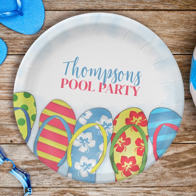 Cute Tropical Summer Flip Flops Pool Party Fun Paper Plate (Creator Uploaded)
