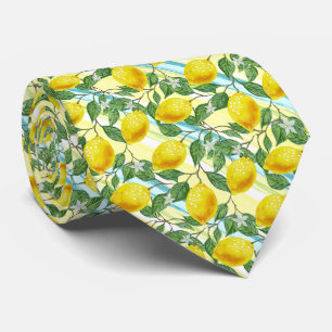 Cute Tropical Summer Lemon Fruit Art Pattern Tie
