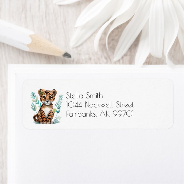 Cute Tropical Tiger Return Address Label (Insitu)