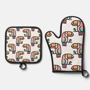 cute tropical toucan bird animal gift for kids oven mitt & pot holder set