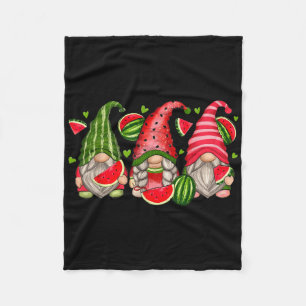 Cute Tropical Watermelon Gnomes Gnomies Summer Vac Fleece Blanket