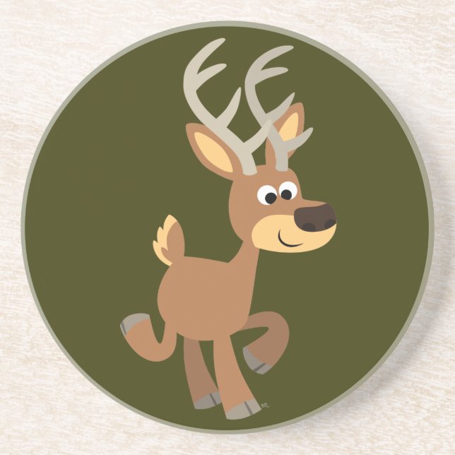 Cute Trotting Cartoon Deer Coaster (Front)